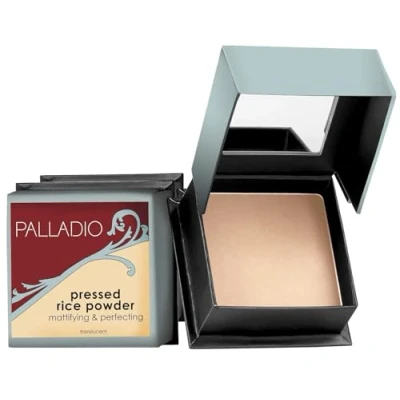 Bild av Palladio, Pressed Rice Powder with Mirror Mattifying Makeup Setting that Lasts All Day Instantly Absorbs Oil Works alone or makeup, Translucent, 0.26 Ounce