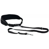 Bild av Trixie Waist belt with leash neoprene padded belt: 70 130 cm/9 cm leash: 1.20 1.50 m/25 mm graphite/black