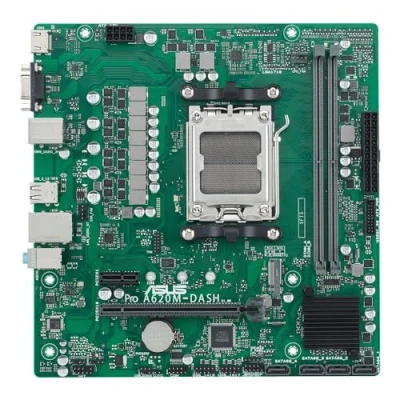 Bild av ASUS PRO A620M DASH CSM moderkort AMD Micro ATX, DDR5 Socket AM5, 4 SATA 6Gb/s, M.2 kortplats, Realtek Ethernet, DisplayPort, HDMI, USB 3.2 Gen 2 och Type C
