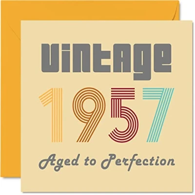 Bild av 67:e födelsedagskort för män kvinnor vintage 1957 åldrad till perfektion 67 roligt henne honom, 145 mm x bästa vän födelsedag gratulationskort mamma pappa farfar