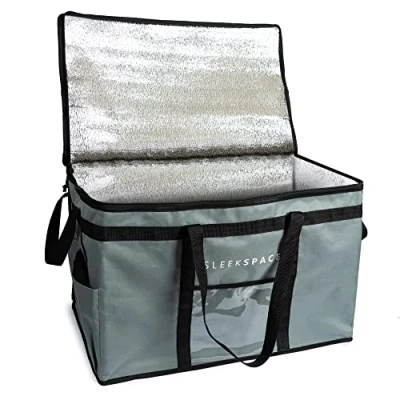 Bild av Sleekspace Stor Isolerad Väska för Varm Eller Kall Mat. Infällbar Kylväska, Matleveransväska, Picknick Lunchväska, Fryst Mat, Pizzaväska, Instacart Väska, Matbud