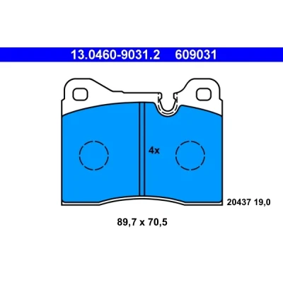 Bild av ATE 13.0460 9031.2 Jeu de plaquettes frein préparé pour indicateur d&#039;usure, contact signal d&#039;usure exclu BMW: 7, 6 Coupe, 5 Berline