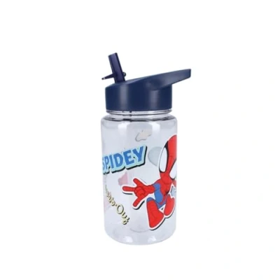 Bild av My sweety pop Spidey Boy vattenflaska klar plast för barn dagis skola semester måltid 12 cm 450 ml hydrering presentidé (Spidey transparent/blå)