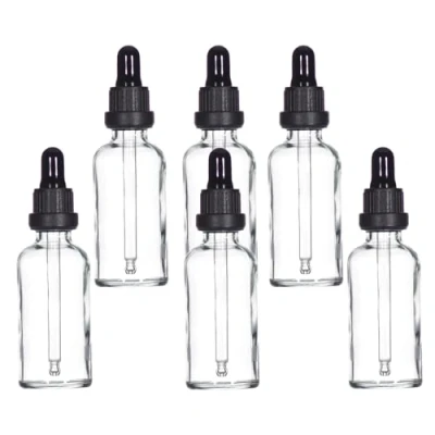 Bild av Yizhao Transparent Glas Droppflaska 50ml, med Pipett Droppare, för Eteriska Oljor, Aromaterapi, Kosmetika, Laboratorium, Apotek, Vätskor, Resor 6 Stycken