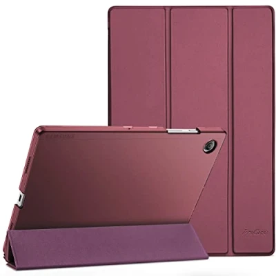 Bild av ProCase fodral för Galaxy Tab A8 10,5 tum (SM X200/X205) 2022 trippel vikbart skyddsfodral ultratunt lätt stativ skal smart med genomskinlig frostad baksida (vin)