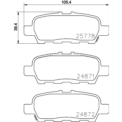 Bild av HELLA 8DB 355 020 401 Jeu de plaquettes frein avec indicateur d&#039;usure NISSAN: Juke, X Trail, Pulsar 3/5 portes, INFINITI: Q50 Berline, FX SUV