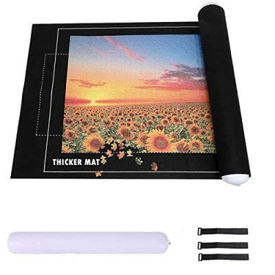 Bild av Celawork Pusselmatta för BIS 1500 2000 3000 pusselbitar pussel dyna pusselunderlägg rullmatta rulla pusselmattor på 100 x 140 cm (svart, 3000)