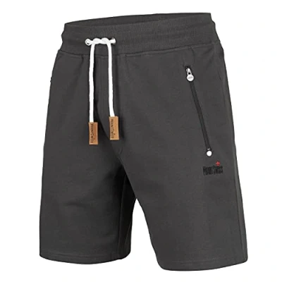 Bild av Mount Swiss Liam Shorts, herr, korta fritidsbyxor, med fickor, 2 sido och 1 bakficka, vardera dragkedja, sportshorts för män i klassiska färger, GRÅ, XXL