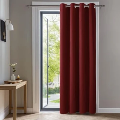Bild av Deconovo mörkläggningsgardinöglor gardiner vardagsrumsgardin mörkläggning, 240x140 cm (höjd x bredd), röd, 1 bit