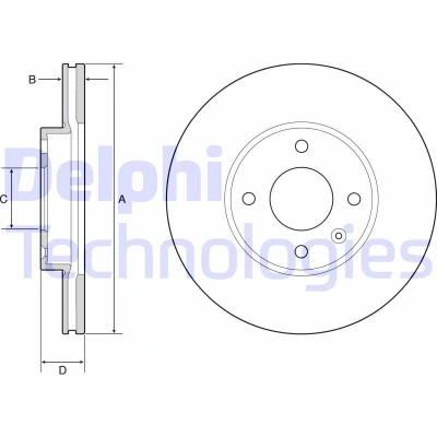 Bild av DELPHI BG4951C Disque de frein 256 20 4 ventilé revêtu à haute teneur en carbone sans roulement roue, bague ABS OPEL: Karl