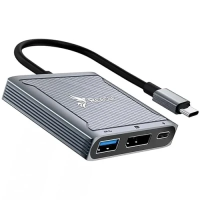 Bild av Reagle USB C Hub Adapter med DisplayPort 8K@60 Hz, 100 W Power Delivery, kompatibel MacBook, iPad, Windows, aluminiumbeläggning, Plug &amp; Play