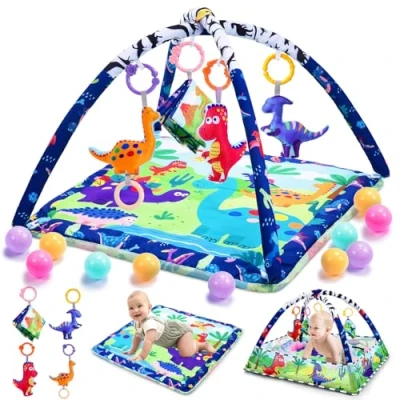 Bild av JoltJive Dinosaurie Palestrina Nyfödd Montessori, 4 i 1 Baby Lekmatta med sensoriska Leksaker för Barn Teether, Leksak barn, 0 6 18 Månader
