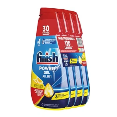 Bild av Finish Powergel Diskmedel citron, diskmedel, 120 tvättmaskiner, 4 förpackningar med 30 diskmaskiner vardera