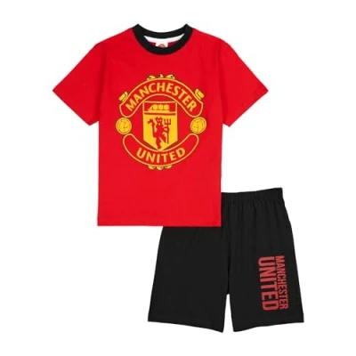 Bild av Manchester United F.C. Pojkpyjamas, Man Utd T shirt och shorts pyjamasset, MUFC gåvor för pojkar, Röd, 5 6 Years