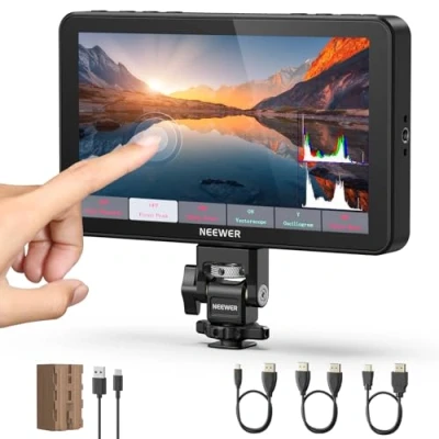 Bild av NEEWER F700 7 tum fältmonitor för kamera, 2000nit HD IPS pekskärm 1920x1080 med 3D LUT, 4K HDMI ingång/utgång Peak Focus DSLR Video Assist HDR Waveform, 5 200 mAh batteri och kabel