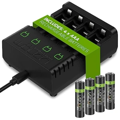 Bild av Venom uppladdningsbara AAA batterier plus laddningsdocka inkluderar 4 x 800 mAh 1,2 V