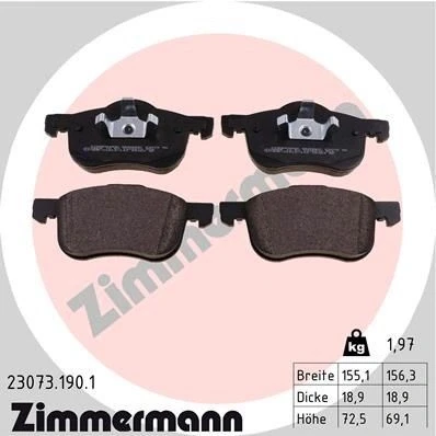 Bild av ZIMMERMANN 23073.190.1 Jeu de plaquettes frein la photo correspond au contenu livraison VOLVO: S60 I, V70 2, XC70 I Cross Country