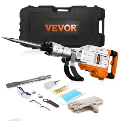 Bild av VEVOR 3500 W rivningshammare 60 J 1900 BPM borrhammare med 2 utbytbara mejslar 360 roterande handtag Anti vibration betongspett för mejsling konstruktion VVS