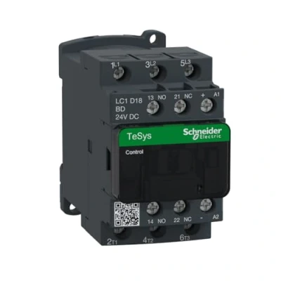 Bild av Schneider Electric Tesys d contactor lc1d18bd 3p 18a ac 3 7.5kw@400v 1no+1nc aux contact 24v dc coil