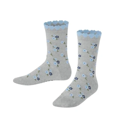 Bild av Falke, unisex, barn, Ditsy Flowers strumpor, andas, hållbar bomull, förstärkt hållbar, hudvänlig, halkfri med blommor, 1 par, Grå Heather 3223) ny miljövänlig, 19 22 EU