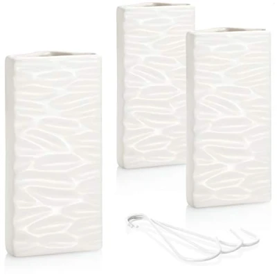 Bild av COM FOUR® 3x luftfuktare uppvärmning radiator med vågmönster värmevattenförångare av keramik i modern design (vit vågor)
