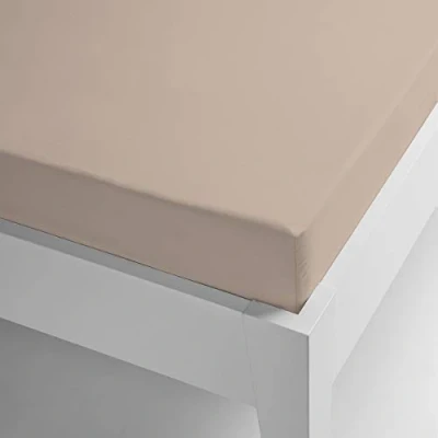 Bild av Lakan, elastisk, mjuk, bekväm, anti pilling. Bomull 50% polyester. Beige. 135 x 200 cm