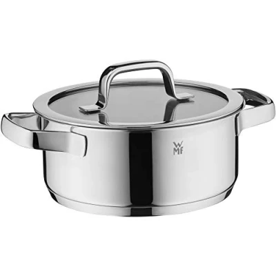 Bild av WMF Compact Cuisine kastrull stor 20 cm, glaslock, köttgryta induktion 3,3 l, Cromargan polerat rostfritt stål, invändig skala, stapelbar, obelagd