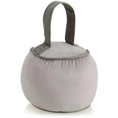 Bild av COM FOUR® dörrstopp med handtag extra tung 1,8 kg dörrhållare förstärkta sömmar funktionellt hemtillbehör bromsblock för fönster och dörrar (Rund taupe)