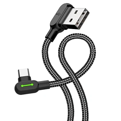 Bild av Mcdodo USB till typ C kabel 90 vinklad, LED indikator, 1,8 m, svart