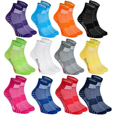 Bild av Rainbow Socks Kvinnor män färgglada sportstrumpor i bomull, 12x flerfärgad, 36 38 EU