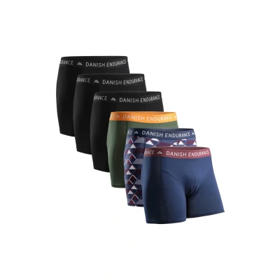 Bild av Danish Endurance 6 PACK Classic Boxershorts, Storlek: 3XL, Multicolor black green orange navy blue retro