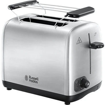 Bild av Russell Hobbs brödrost, rostar 2 skivor, uppvärmningsgaller, justerbar rostningsgrad, upptining och uppvärmningsfunktion, 850W, rostfritt stål, Adventure 24080 56