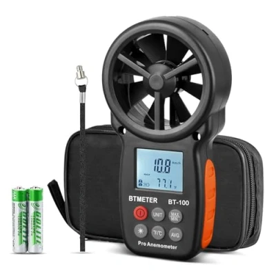 Bild av BTMETER Vindmätare Anemometer Handhållen vindhastighetsmätare med vindtemp CFM MAX/MIN/AVG, bakgrundsbelysning LCD för fotografering, HVAC, Drone Flying BT 100