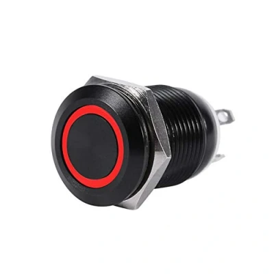 Bild av LED knappomkopplare, bil 12 V 2 A mm ljus tillfällig tryckknappsomkopplare på/av spärrknapp (röd) bilbrytare tryckknapp