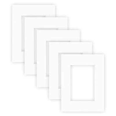Bild av nielsen Conservation Passepartout kartong 1,5 mm set med 5 st yttre format 18x24 cm för bildformat 10x15 polarvit (ljusvit) strukturerad yta