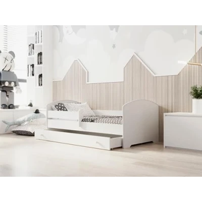 Bild av KOBI Barnsäng LUK Vit med lådförvaring 160 x 80 cm Pojkens lilla flicksäng Barnsängar en madrass och ram babyrummet Enkelsäng räcke
