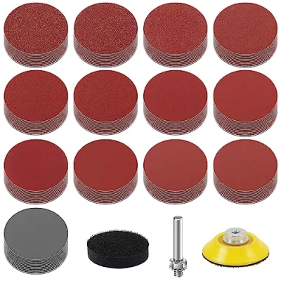 Bild av KONGMING 130 st Slipskiva 50 mm Krok och slinga Grit 80 100 120 150 240 320 400 600 800 1000 1200 2000 3000 Slipplatta 2 tums borrslipningsfäste