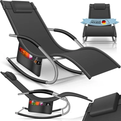 Bild av KESSER® Solstol, relaxstol, svängstol trädgårdsstol vikbar stol solstol gungstol ergonomisk relaxstol väderbeständig 150 kg belastning antracit