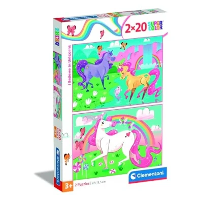 Bild av Puzzle Supercolor I Believe in Unicorns 2x20