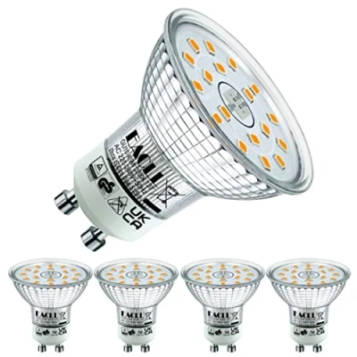 Bild av EACLL GU10 LED varmvit 4,9 W ersätter 70 halogenlampa, 4 pack 515 lumen 2700 K päron, AC 230 V flimmerfri strålkastare, strålvinkel 120 spot, inte dimbara reflektorlampor
