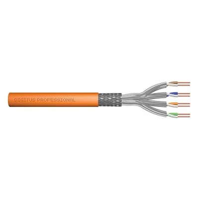 Bild av DIGITUS 250 m Cat 7 nätverkskabel S FTP (PiMF) Simplex BauPVO Dca LSZH halogenfri 600 MHz koppar AWG 23/1 PoE+ kompatibel LAN kabel bulkkabel Ethernet orange