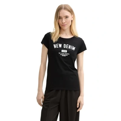 Bild av TOM Tailor Denim SLIM Sporty Printed TEE Tshirt med print, Storlek: Large, Deep black