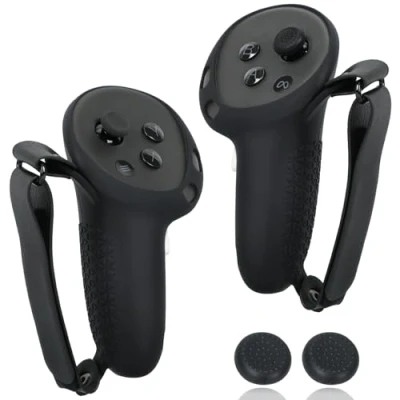 Bild av CBDYWVR Handkontrollsgrepp för Quest 3S, halkfri textur och justerbara knogaremmar, skyddsfodral handtag 3 handkontroller, Comfort VR speltillbehör