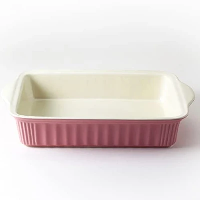 Bild av Hanseküche Hansekök ugnsform stor för 4 personer tillverkad av högkvalitativ keramik perfekt lasagne, grytor eller tiramisu, ugnsform, rektangulär lasagneform (rosa)