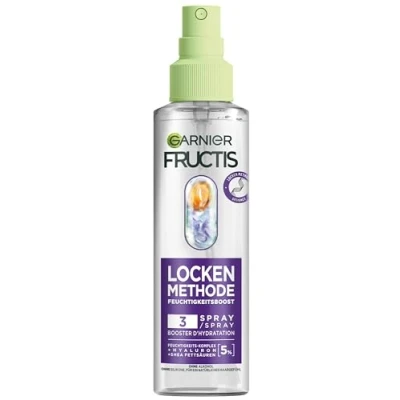 Bild av Garnier Fuktgivande vårdande spray för alla typer av lockar, definition och studs kraft, med hyaluron sheafettsyror, vegan, utan silikoner, fruktlockande metod, 1 x 150 ml