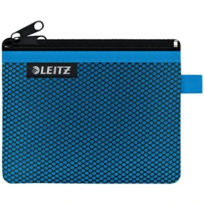 Bild av Leitz WOW Fodral med två fickor, dragkedja, nylon, tvättbar, small (14 x 10,5 cm), blå, 40110036