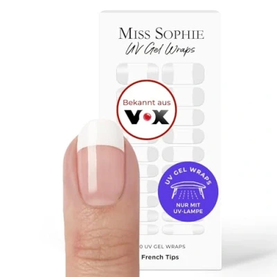 Bild av Original Miss Sophie UV gel nagelfolier I 20 ultratunna nagellacksremsor med färggradient franska tips nagelfilmer Håller på naturliga och lackerade, akryl , shellac naglar