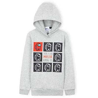 Bild av Among Us Pojkeshuvtröjor Sweatshirt Gamer gåvor, 11 12 år, Gråförvaltare