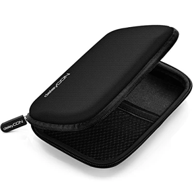 Bild av deleyCON Hårddiskfodral Hårddiskar Fodral HDD För 2,5 Tums och SSD Robust &amp; Stötsäker 2 Innerfack av Nät Svart