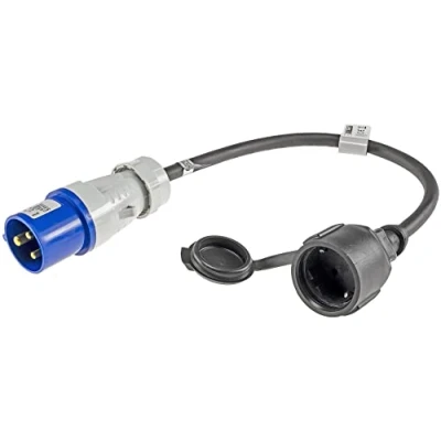 Bild av ChiliTec CEE kabeladapterkontakt till jordkontaktkoppling 35cm IP44 stänksäker I H07RN F 3G2.5 230V / 16A 3 polig 500W för camping, husvagnar och